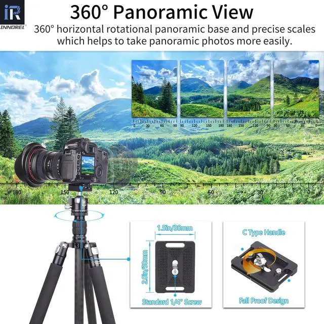 Alt view image 4 of 5 - INNOREL D34 34mm Low Profile Tripod Ball Head Professional All Metal CNC Panoramic Camera Tripod Head for Monopod,DSLR Cameras,Camcorder,DV with 1/4" Arca Swiss Quick Release Plate Load 33lb/15kg