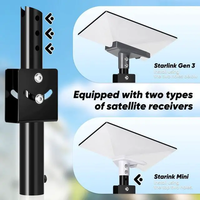 Alt view image 3 of 5 - GADFISH Gen 3 Starlink RV Ladder Mount Kit, Includes Gen 3 Starlink Antenna Adapter and Mini Starlink Antenna Adapter, Adjustable Six Section Tube Design, Simple Installation, Perfect for RV Ladder