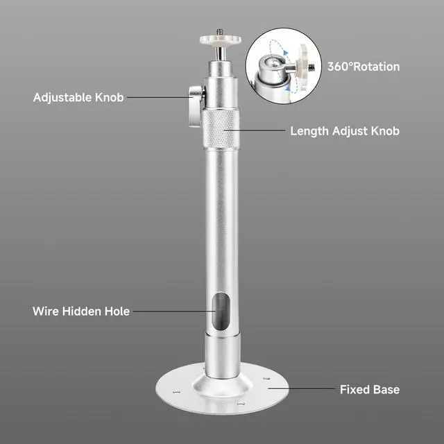 Alt view image 4 of 5 - KOGATA Projector Mount 360 Adjustable Projectors Ceiling Mount Adjustable Bracket with 360 Rotation, Extendable 3150cm, Hidden Cable Design, Universal 1/4" Screw Wall Mount Compatible GC357B