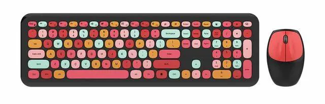 Main image of SaharaCase - Wireless Keyboard & Mouse Combo with Silent Click ^^ Colorful Full Keyboard ^^ USB Adapter (Black Red)