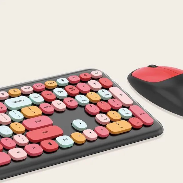 Alt view image 2 of 5 - SaharaCase - Wireless Keyboard & Mouse Combo with Silent Click ^^ Colorful Full Keyboard ^^ USB Adapter (Black Red)