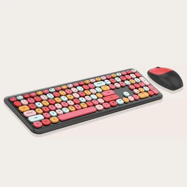 Alt view image 3 of 5 - SaharaCase - Wireless Keyboard & Mouse Combo with Silent Click ^^ Colorful Full Keyboard ^^ USB Adapter (Black Red)