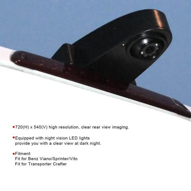 Alt view image 3 of 5 - Rear View Camera 720x540 High Resolution, 120 Degree Wide Angle Night Vision IP68 Waterproof Backup Camera for Viano Sprinter Vito Transporter