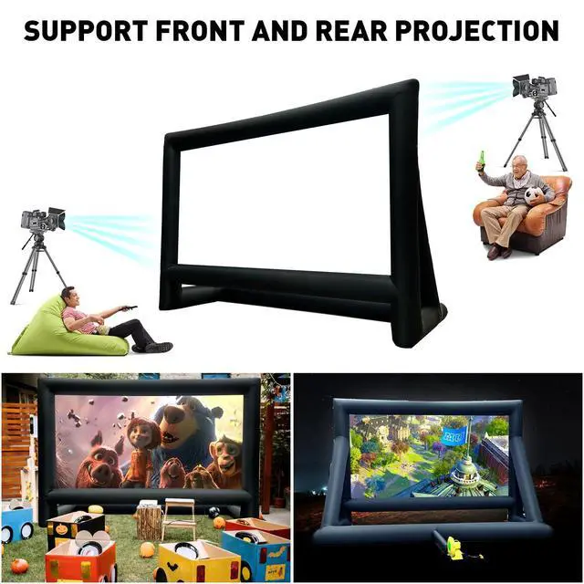 Alt view image 4 of 5 - Inflatable Projector Screen, 24FT Blow Up Movie Screen Outdoor Projector, Easy Set Up One-Piece Design Front & Rear Projection with Air Blower for Outside Backyard Family Movie Night Pool Party