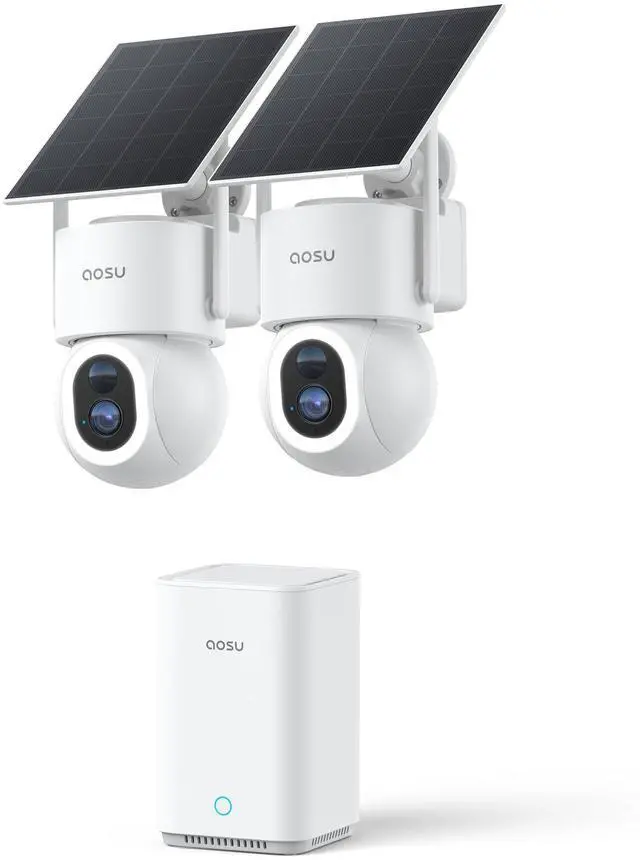 Main image of aosu SolarCam D1 Max 2-Cam Kit, 4K Solar Security Cameras Outdoor Wireless, 360 Pan & Tilt Coverage, Auto Tracking, Color Night Vision, No Subscription Required, Local Storage up to 1TB