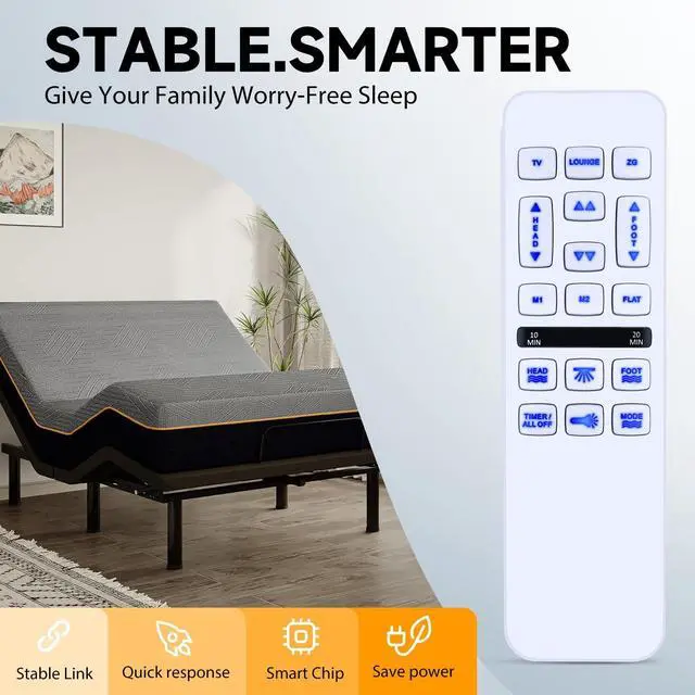 Alt view image 5 of 5 - ZWP Replacement Remote Control Compatible for Mlily, Bedtech, or Richmat HJH55, Mattress Firm 600 or 3000 Control Box HJC18 iDealBed Custom Comfort Adjustable Bed Base