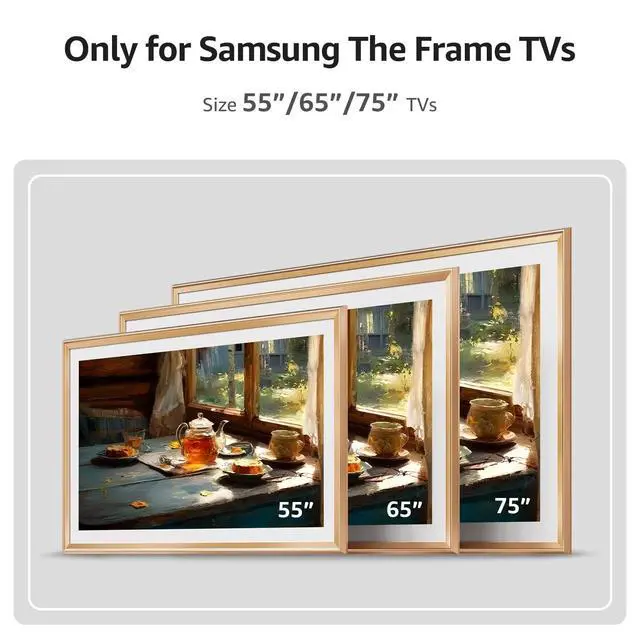 Alt view image 3 of 5 - VueFrame TV Frames 75 Deco Alloy Bezel Only for Samsung The Frame TV and Pro TVs (Fits 2021-2026, LS03A, LS03B, LS03C, LS03D, LS03FA, LS03FW, LS03HE, LS03HW), Modern & Minimalist Styles from TV