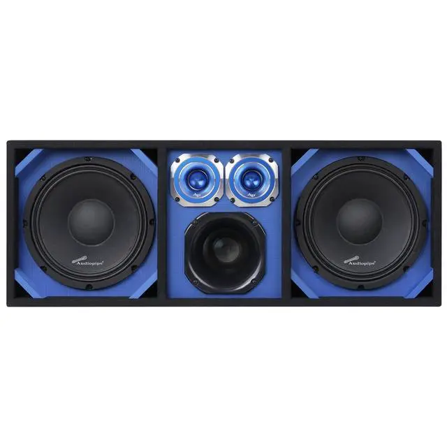 Alt view image 2 of 5 - Audiopipe High Performance Vented Car Audio Enclosure (AP-CHU-1028BLU), Dual 10" Speakers 1000W Peak, 6x6 Midrange, Dual Tweeters, MDF 4 Ohm System with Quick Disconnect Cable