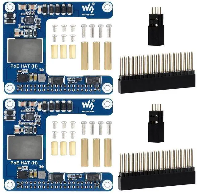 Main image of Waveshare 2PCS Power Over Ethernet HAT (H), Compatible with Raspberry Pi 5/CM 5, 5V 5A Output, Stable Performance, Supports 802.3af/at Network, Isolated Switched-mode Power Supply, PoE HAT, Board ONLY