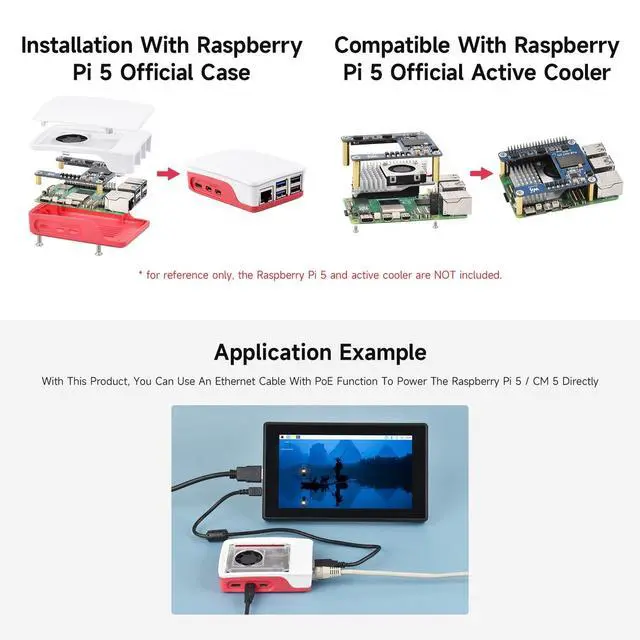 Alt view image 5 of 5 - Waveshare 2PCS Power Over Ethernet HAT (H), Compatible with Raspberry Pi 5/CM 5, 5V 5A Output, Stable Performance, Supports 802.3af/at Network, Isolated Switched-mode Power Supply, PoE HAT, Board ONLY