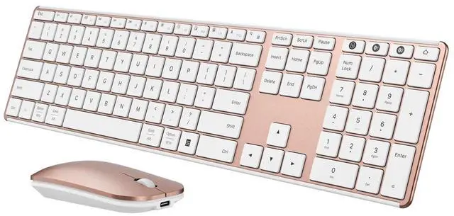 Main image of seenda Wireless Bluetooth Keyboard and Mouse Combo, SKM64-3 Rechargeable Slim Quiet Keyboard Mouse, 3 Multi-Device Connection, Compatible for Windows 11/10 PC Laptop Mac MacBook iPad, White Ros