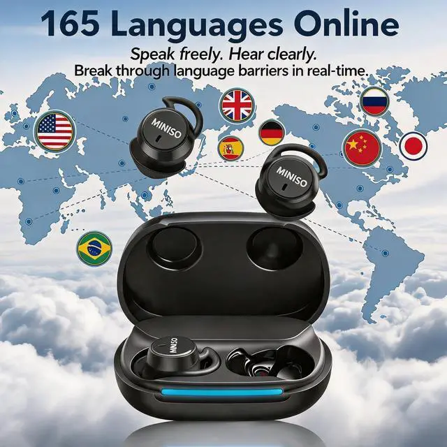Alt view image 2 of 5 - MINISO MS217 Translation Earbuds Real Time, 2026 New AI 165 Language Translator Earbuds, Audifonos Traductores Ingles Espanol, Translate Ear Buds for Travel Learning