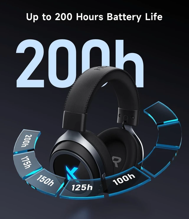Alt view image 5 of 5 - MCHOSE X9 Wireless Gaming Headset for PC PS5 PS4, 2.4GHz USB & Bluetooth, 7.1 Surround Sound, 53mm Driver, Low Latency, Noise Cancelling Mic, Multi-Platform Compatibility, RGB Headphones