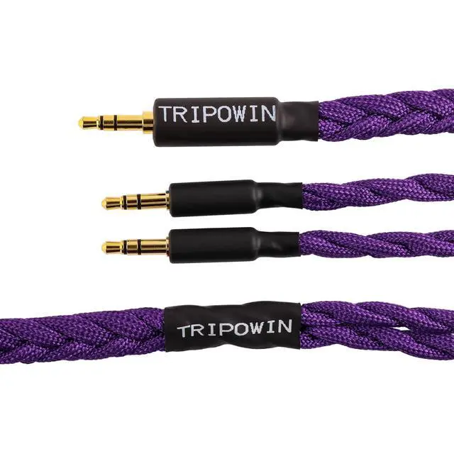 Alt view image 2 of 5 - Linsoul Tripowin GranVia Upgraded OFC Headphone Replacement Cable, Dual 3.5mm Connector to 3.5mm Stereo Headphone Cable for HE4XX/HE-400i/HE400se/Goldplanar/Focal ELEGIA(Purple, 1.5m)