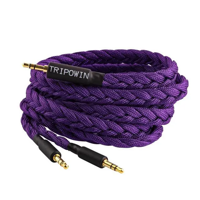 Alt view image 3 of 5 - Linsoul Tripowin GranVia Upgraded OFC Headphone Replacement Cable, Dual 3.5mm Connector to 3.5mm Stereo Headphone Cable for HE4XX/HE-400i/HE400se/Goldplanar/Focal ELEGIA(Purple, 1.5m)