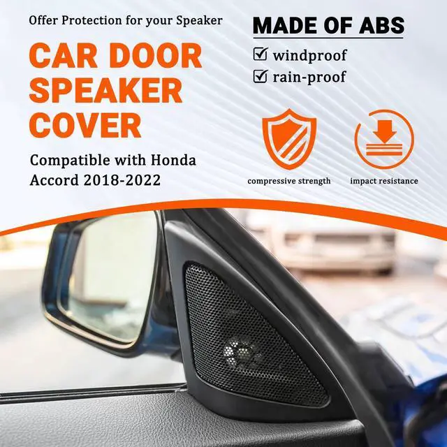 Alt view image 3 of 4 - AICARS Front Car Door Window Speaker Cover for Driver and Passenger Side ABS Tweeter Speaker Panel Cover Kit Compatible with Honda Accord 2018 2019 2020 2021 2022 - Pack of 2
