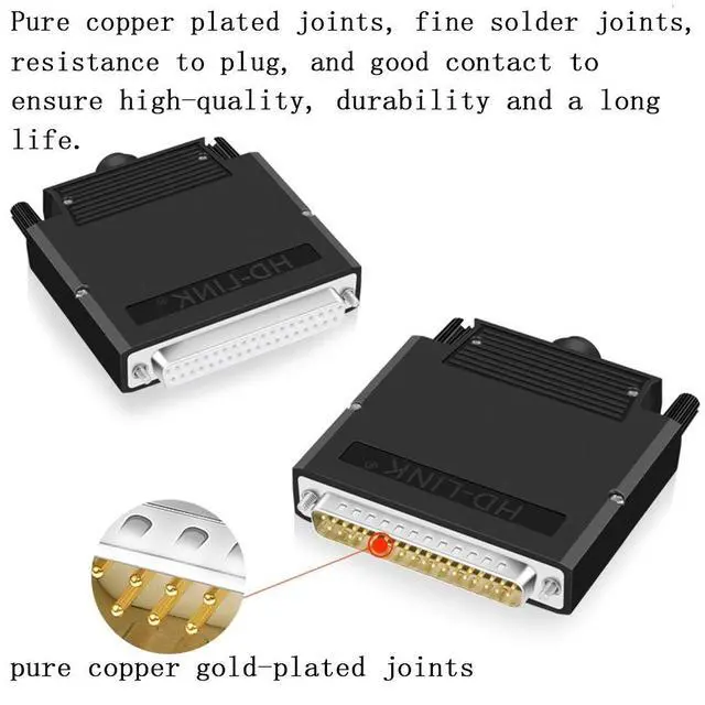 Alt view image 2 of 5 - ANMBEST Thinner DB37 Solderless RS232 D-SUB Serial to 37-pin Port Terminal Adapter Connector Breakout Board with Case Long Bolts Tail Pipe (Male + Female)