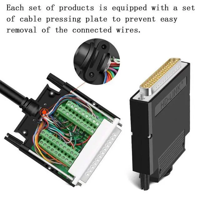 Alt view image 5 of 5 - ANMBEST Thinner DB37 Solderless RS232 D-SUB Serial to 37-pin Port Terminal Adapter Connector Breakout Board with Case Long Bolts Tail Pipe (Male + Female)