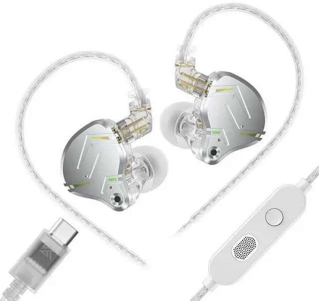 Main image of KZ ZST PRO X Gaming Earbuds,Hybrid Bass Clear Wired in-Ear Monitor Headphones,1BA+1DD HiFi IEM for Gaming,KZ in Ear Monitors Headphones Tablet All-Day Wear Earbuds for Computer (Silver, USB MIC)
