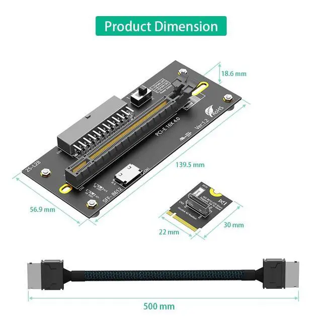 Alt view image 4 of 5 - Sintech M.2 M-Key 2230 to PCI-e 4.0 X16 with Oculink Extension Cable