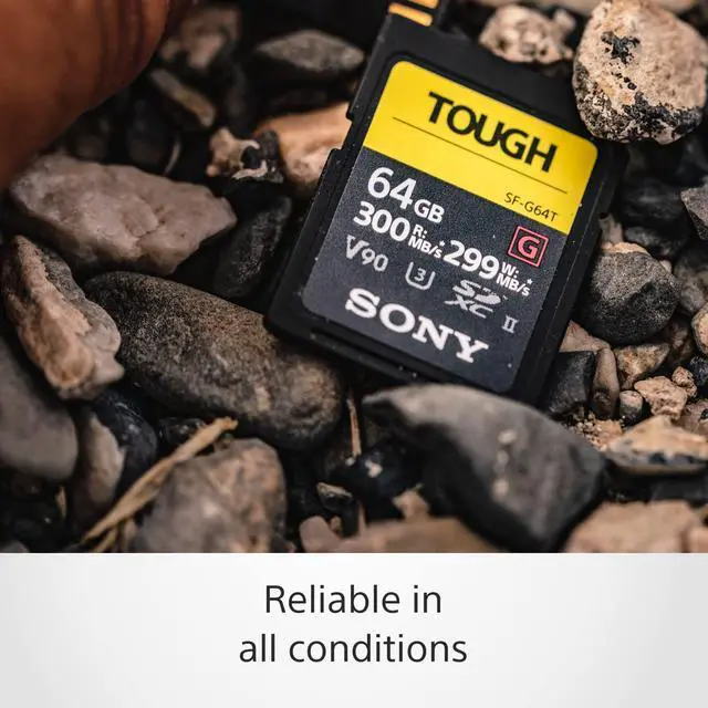 Alt view image 4 of 5 - Sony TOUGH-G series SDXC UHS-II Card 64GB, V90, CL10, U3, Max R300MB/S, W299MB/S (SF-G64T/T1), Black