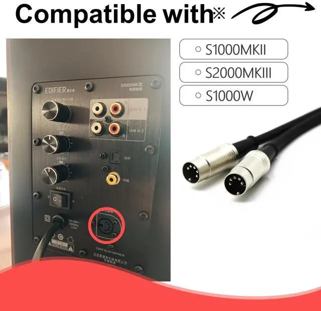 Alt view image 2 of 5 - Premium Replacement Speaker Link Cable for Edifier S1000MKII/S2000MKIII/S350DB/S360DB ^^ 5-Core MIDI Primary-Secondary Audio Wire ^^ shielded audio interconnect ^^ Alloy Shielded Hi-Fi Cable (26.2ft/8
