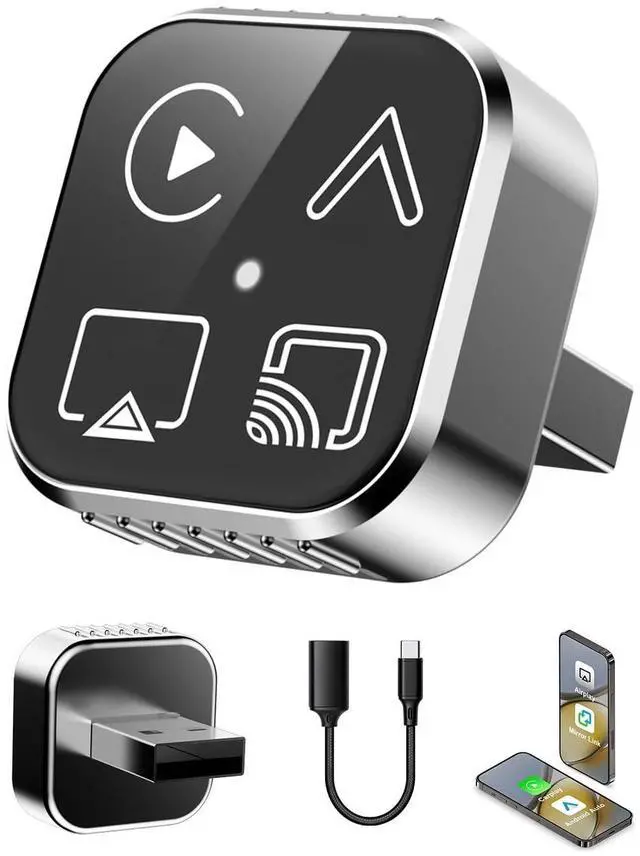 Main image of VQU 4 in 1 Wireless CarPlay Adapter for iPhone & Android Auto Adapter, 2026 Upgrade Plug & Play USB C Dongle, Convert Wired to Wireless CarPlay & Android Auto, AirPlay & Miracast Screen