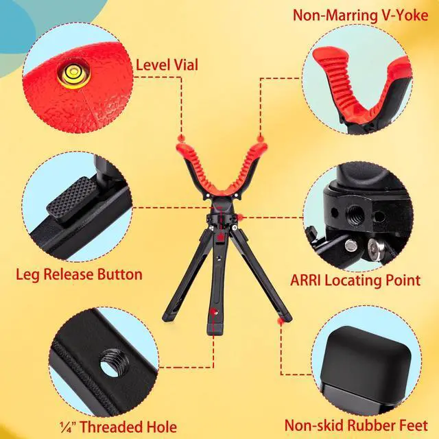 Alt view image 2 of 5 - Zeadio Camera Tripod Rest, 2.4-6.6 inch Adjustable Tripod Rest Stand with 360 Degree Rotation V Yoke for All Camera