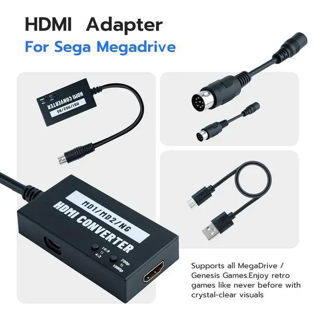 Alt view image 3 of 5 - Mcbazel HDMI Adapter for Sega Genesis Model 1/2for HDTV, Multifunctional Video Converter 4:3/16:9, 720P/1080P for Genesis Model 1/2and NEOGEO Requires Original Unmodified Console with RGB Output
