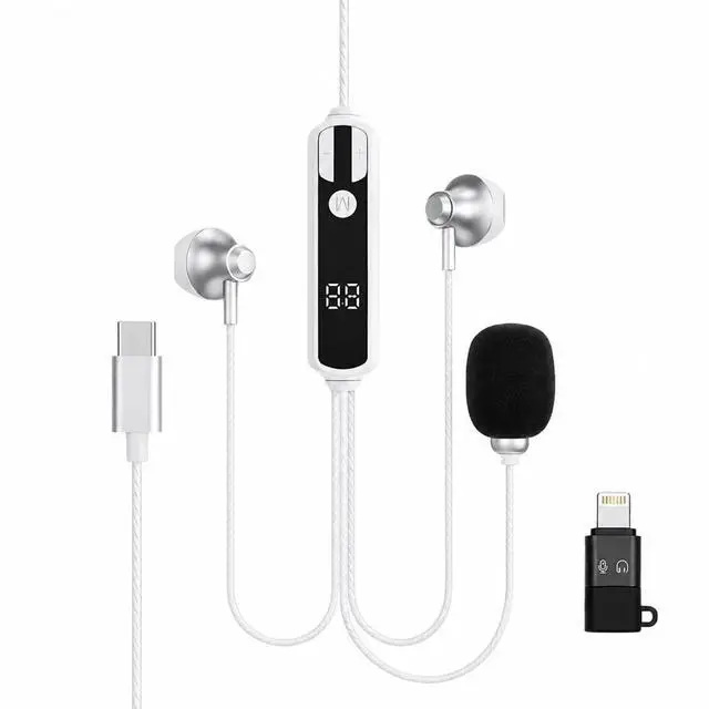 Main image of GTaiTia Wired in-Ear Karaoke Earphones Built-in Sound Card with Real-Time Monitoring and Voice Changer Monitor Headphones for Live Streaming and Phone Singing (Sand Silver)