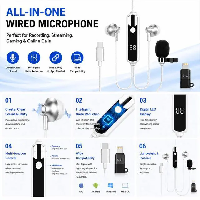 Alt view image 2 of 5 - GTaiTia Wired in-Ear Karaoke Earphones Built-in Sound Card with Real-Time Monitoring and Voice Changer Monitor Headphones for Live Streaming and Phone Singing (Sand Silver)