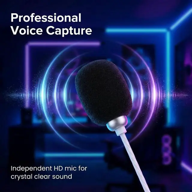 Alt view image 4 of 5 - GTaiTia Wired in-Ear Karaoke Earphones Built-in Sound Card with Real-Time Monitoring and Voice Changer Monitor Headphones for Live Streaming and Phone Singing (Sand Silver)