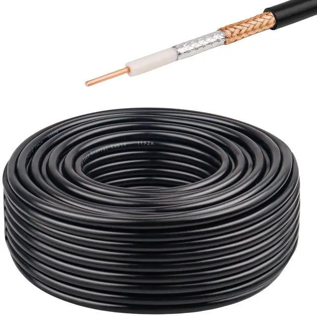 Main image of XRDS -RF RG8X Coaxial Cable 100FT 50 Ohm - Solid Copper Core, PVC Jacket, Low Loss, Ideal for Antenna, CB Radio, and Ham Radio Applications