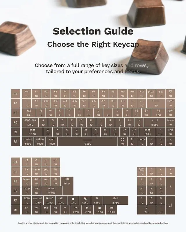Alt view image 2 of 5 - Loha Custom Black Walnut Wood Keycaps, 75% Keyboard Complete Set (84-Key)