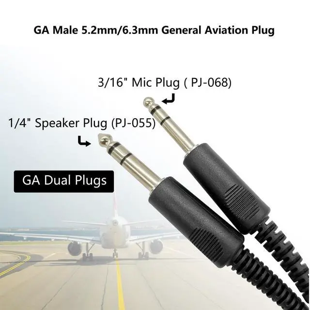 Alt view image 3 of 5 - JUYODE Airbus 5-Pin XLR Headset to GA Dual Plugs General Aviation Headsets Adapter (3/16" Mic Plug (PJ-068) and 1/4" (PJ-055) Speaker Plug) Aircraft Airplane Pilot Headphones Connector (9-Airbus-GA)