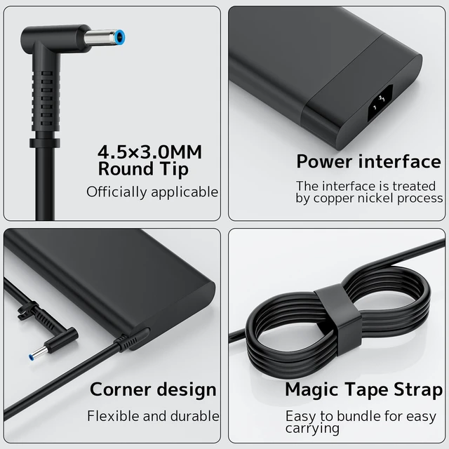 Alt view image 3 of 5 - AC Adapter 230W Fit for HP Omen Victus Pavilion Zbook Gaming Laptop Charger