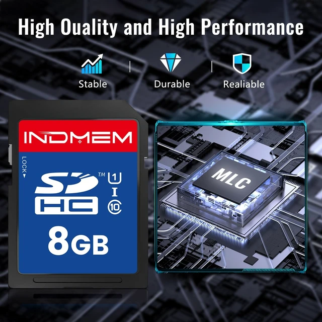 Alt view image 2 of 5 - INDMEM SD Card 8GB 5 Pack UHS-I U1 Class 10 8G SDHC Flash Memory Card Compatible with Digital Camera, Computer, Trail Cameras