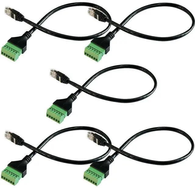 Main image of Jienk 5Pcs RJ11 Male to 6 Pins Screw Terminal Block Adapter for Cat3 Telephone Handset Cords Extender Cable, RJ12 6P6C to 6pin Terminal Extension Cable