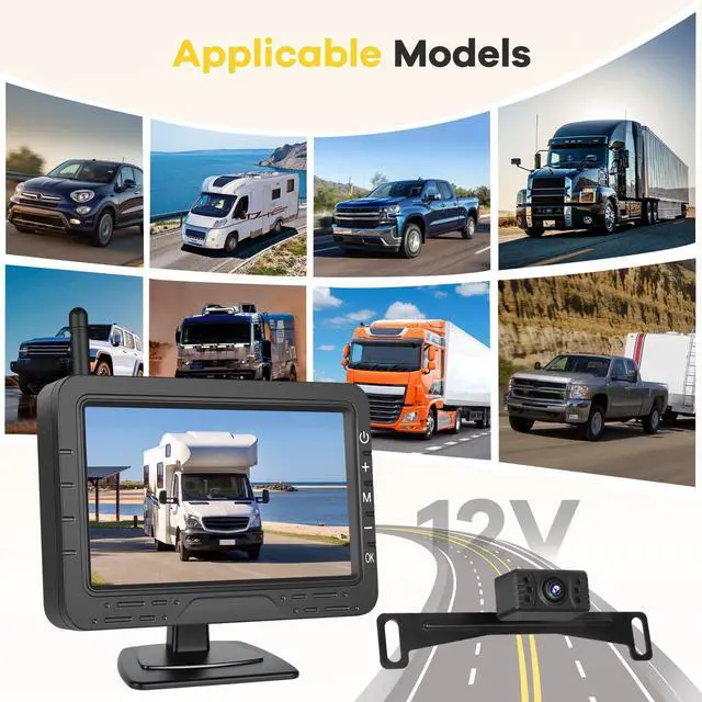 Alt view image 4 of 5 - Hikity Wireless Backup Camera Monitor Kit, 4.3 Inch Rear View Camera IP68 Waterproof Night Vision, HD 1080P Display Screen for Car/Truck/Pickup/SUV/Van/RV