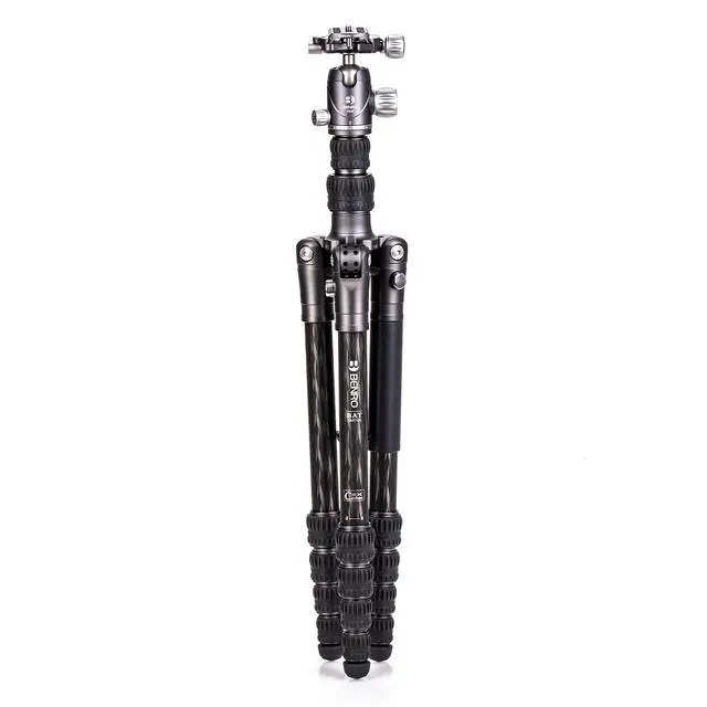 Alt view image 3 of 5 - Benro BAT One Series Carbon Fiber Travel Tripod with VX20 Ball Head 65.2 Max Height, Converts to Monopod, 5-Angle Legs, Accessory Mounts for Cameras & Video (FBAT15CVX20)