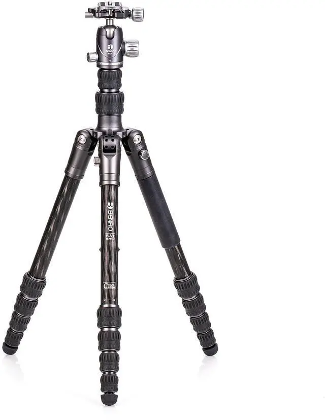 Main image of Benro BAT One Series Carbon Fiber Travel Tripod with VX20 Ball Head 65.2 Max Height, Converts to Monopod, 5-Angle Legs, Accessory Mounts for Cameras & Video (FBAT15CVX20)