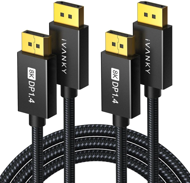 Main image of IVANKY DisplayPort Cable 1.4, 10ft (2 Pack), 8K 32.4Gbps DP to DP Cable