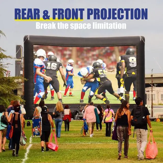 Alt view image 2 of 5 - Inflatable Projector Screen - 16FT Outdoor Movie Screen Blow Up for Movie Parties Backyard Outside with Air Blower and Carry Bag, Front and Rear Projection