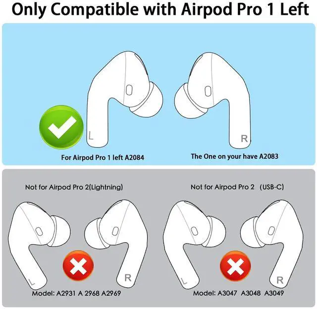 Alt view image 2 of 5 - Single Earbud for Left Apple Airpods Pro 1st Gen Earbud,Left Ear Side Only(A2084)