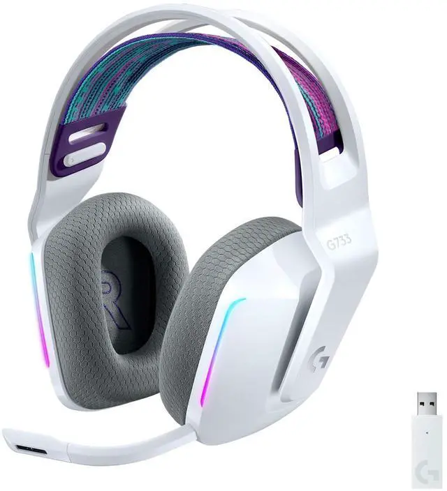 Main image of Logitech G733 Lightspeed Wireless Gaming Headset with Suspension Headband, LIGHTSYNC RGB, Blue VO!CE mic Technology and PRO-G Audio Drivers - White