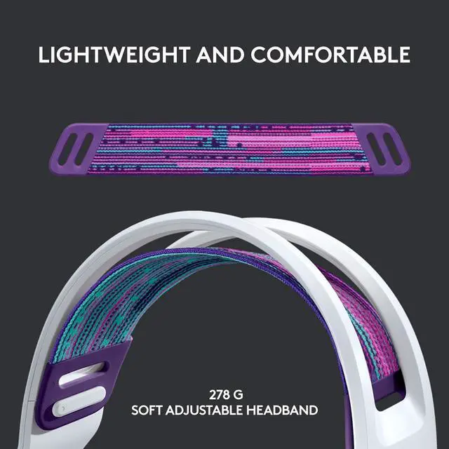 Alt view image 2 of 5 - Logitech G733 Lightspeed Wireless Gaming Headset with Suspension Headband, LIGHTSYNC RGB, Blue VO!CE mic Technology and PRO-G Audio Drivers - White
