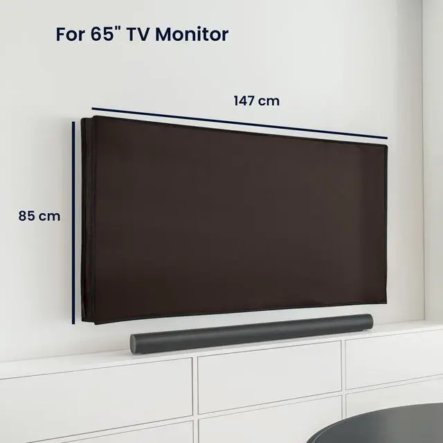 Alt view image 3 of 5 - kwmobile Indoor 65" TV Cover Television Dust Cover Screen Protector TV Screen Dust Protection Synthetic Fabric Chocolate