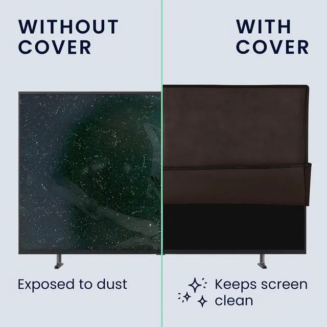 Alt view image 4 of 5 - kwmobile Indoor 65" TV Cover Television Dust Cover Screen Protector TV Screen Dust Protection Synthetic Fabric Chocolate