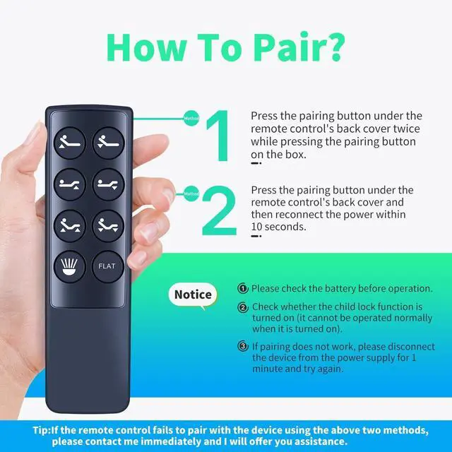 Alt view image 2 of 5 - Replacement Remote for Leggett & Platt/Serta Adjustable Bed K-120