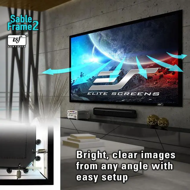 Alt view image 4 of 5 - Elite Screens Sable Frame 2, 165-Inch Fixed Frame Projector Screen, 16:9 8K/4K Ultra HD & Active 3D Ready, ISF-Certified Material, Ideal for Home Theater, Office, and Indoor Presentations, ER165WH2